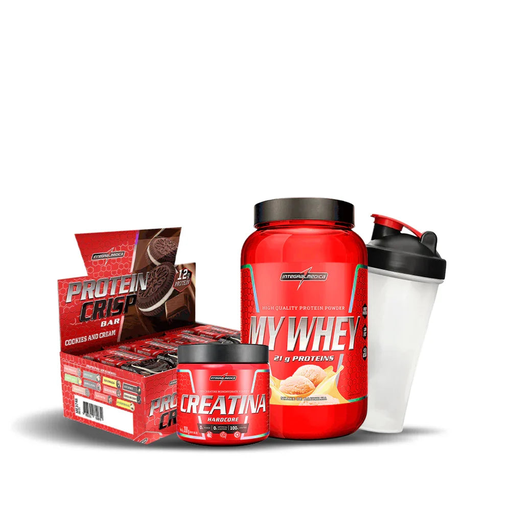 Pack Whey 2 LB + Protein Crisp Box 12 und + Creatina Hardcore + Shaker Regalo