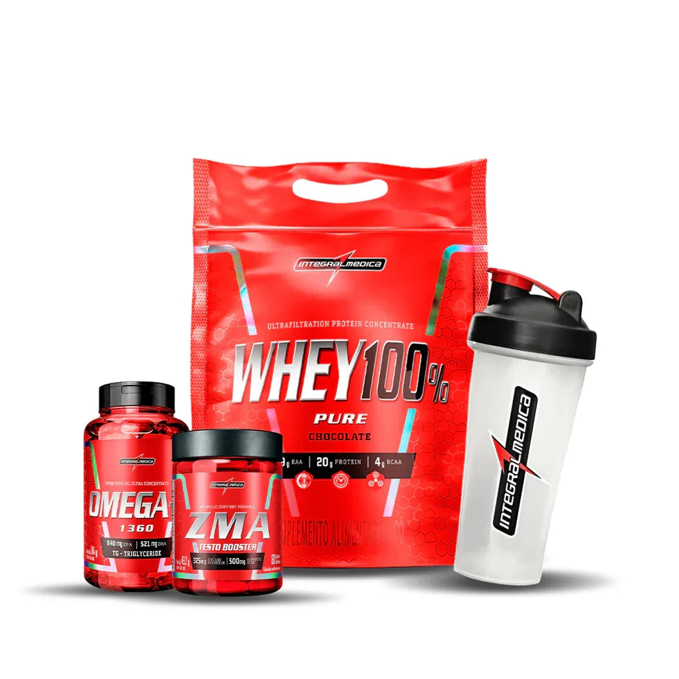 Pack Whey 100% Pure (4 lb) + Omega 3 + ZMA + Shaker 600ml regalo